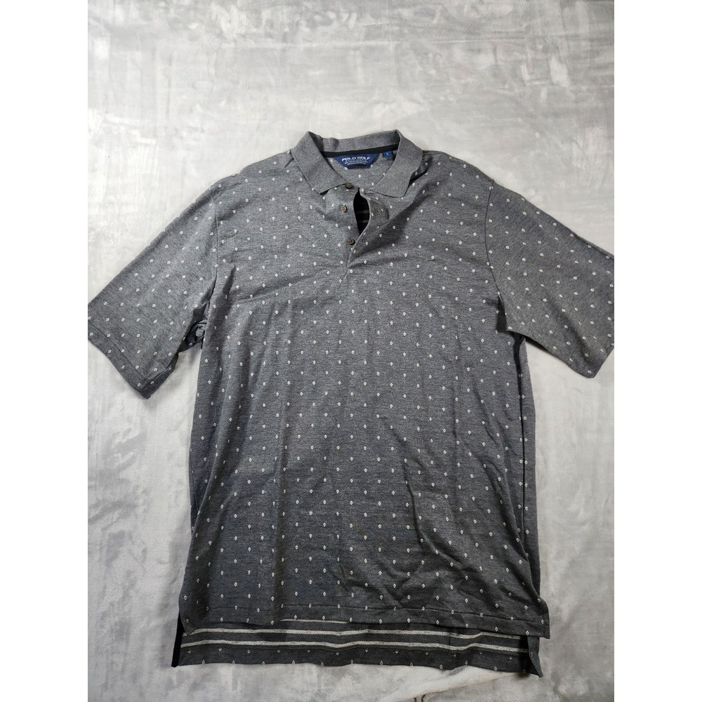 Ralph Lauren Polo Golf‎ Geometric All Over Print Shirt Men's L Grey Pima Cotton
